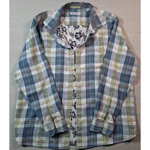 Tommy Bahama Long Sleeve XL, Plaid, Inside Fabric Floral Print.
